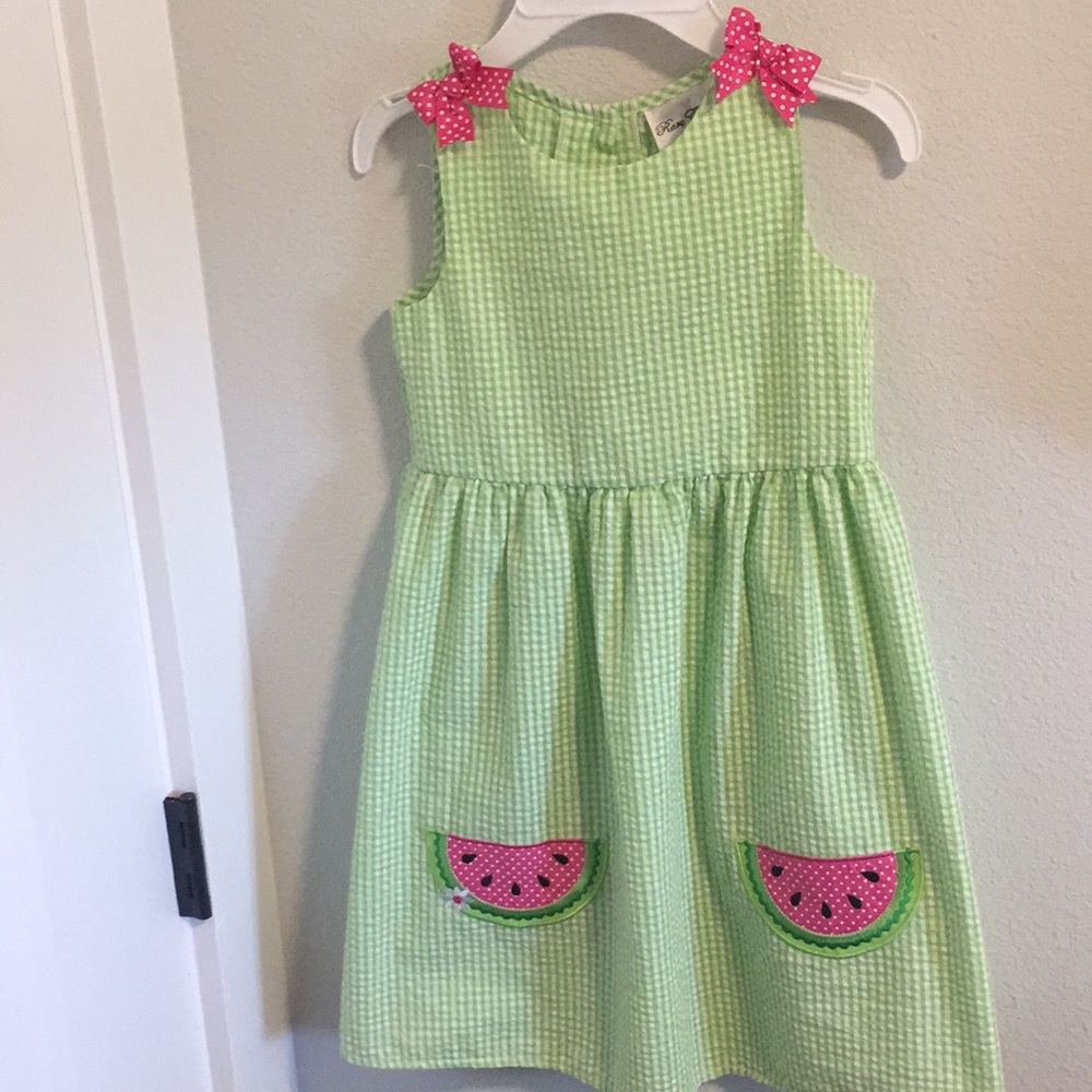 Girls Rare Editions gingham seersucker dress